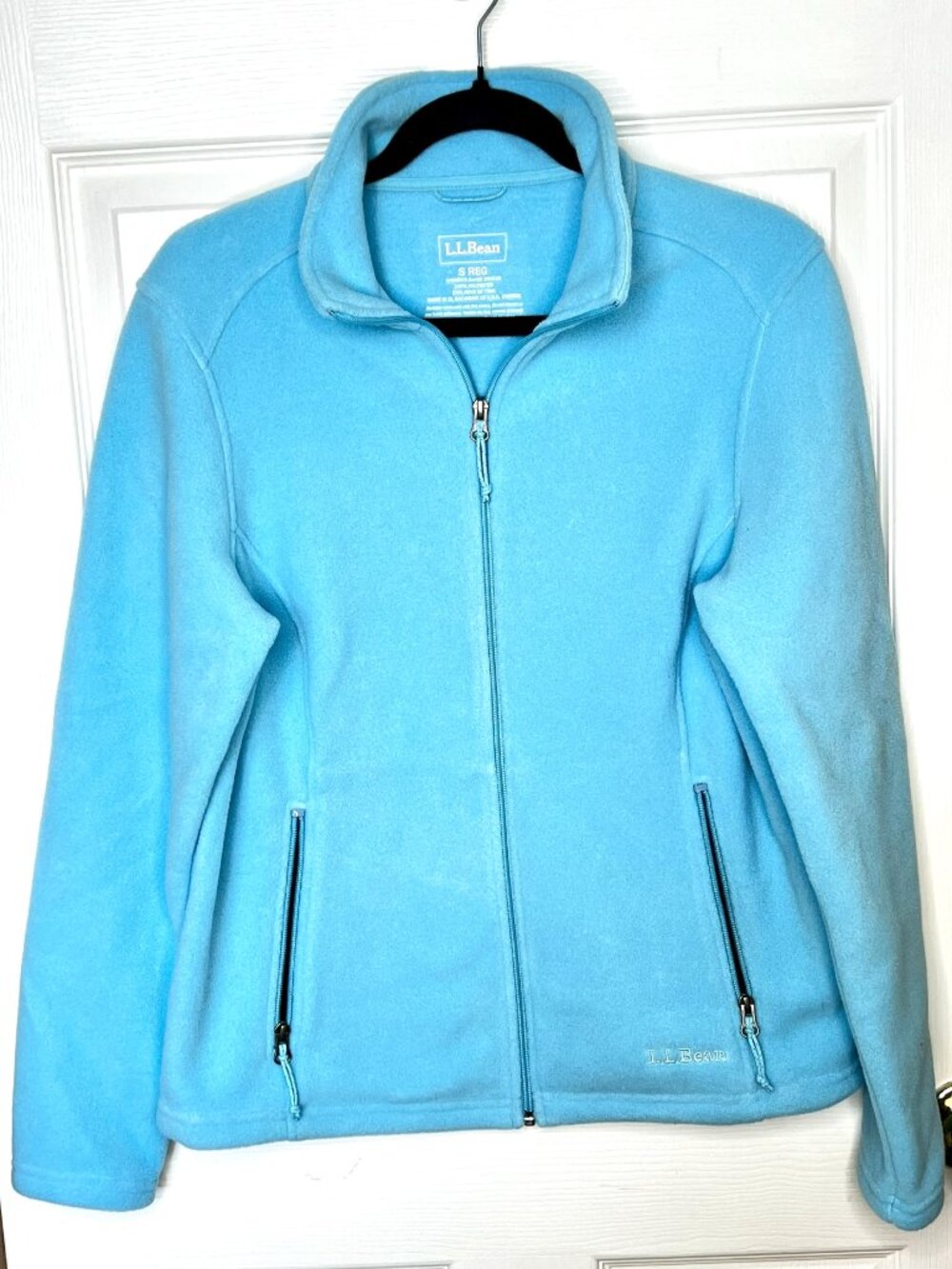 L.L. Bean Polartec Fleece Jacket Bright Aqua Full Zip Hiking Outdoor Small